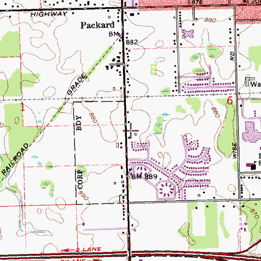 Topographic Map of Waverly Church of the Nazarene, MI