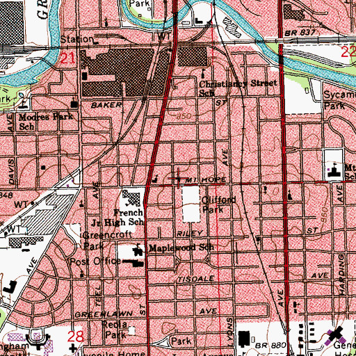 Topographic Map of Bethlehem Lutheran Church, MI