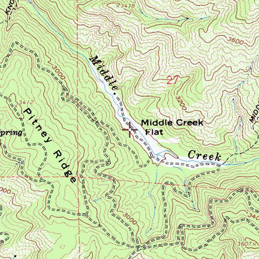 Topographic Map of Middle Creek Flat, CA