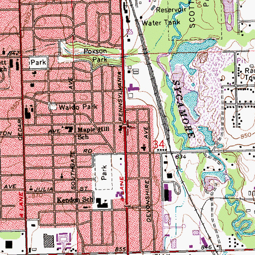 Topographic Map of Zion English Evangelical Lutheran Church, MI