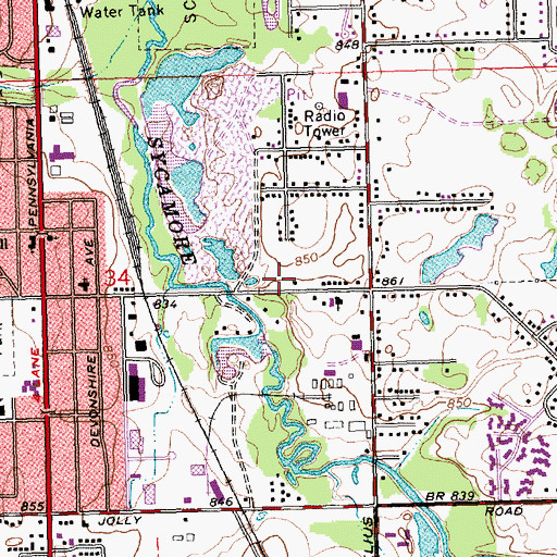 Topographic Map of New Saint Paul Church of God in Christ, MI