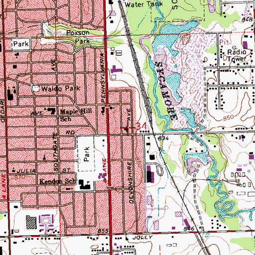 Topographic Map of Pennway Church of God, MI