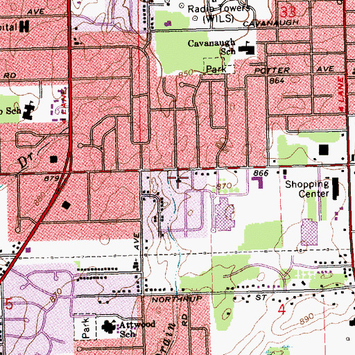 Topographic Map of Christ United Methodist Church, MI