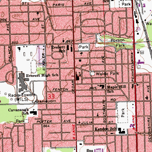 Topographic Map of Immaculate Heart of Mary Church, MI