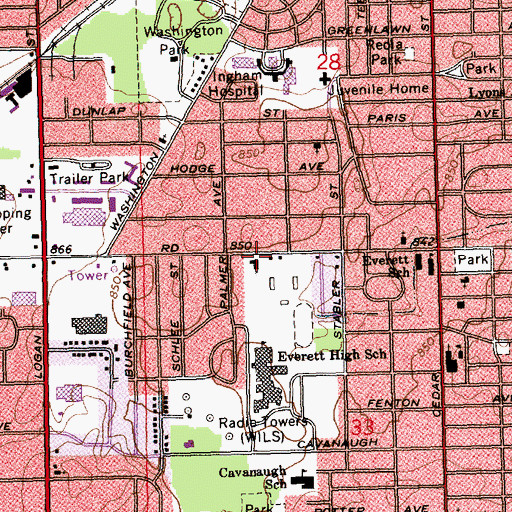 Topographic Map of South Church of the Nazarene, MI