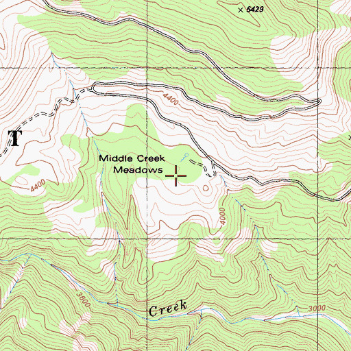 Topographic Map of Middle Creek Meadows, CA