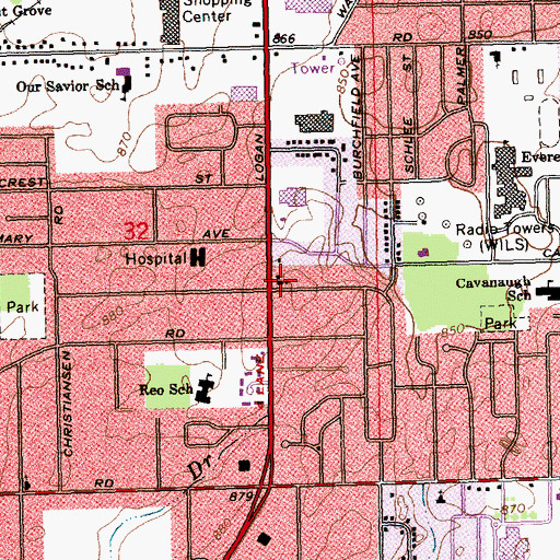 Topographic Map of Immanuel Baptist Church, MI