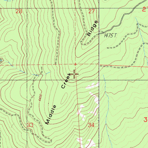 Topographic Map of Middle Creek Ridge, CA