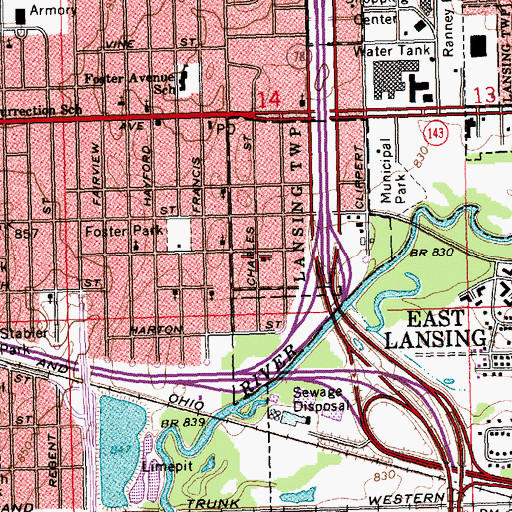 Topographic Map of Robinson Memorial Church of God, MI