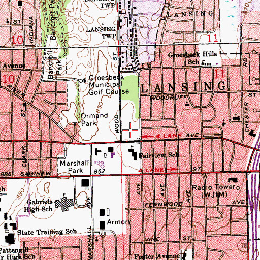 Topographic Map of Plymouth Congregational Church, MI