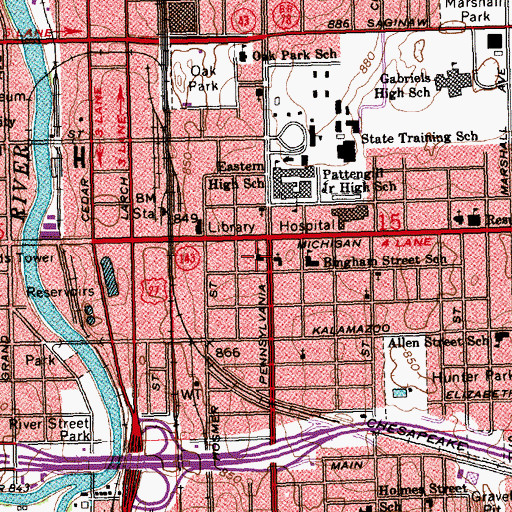Topographic Map of Christ Lutheran Church, MI