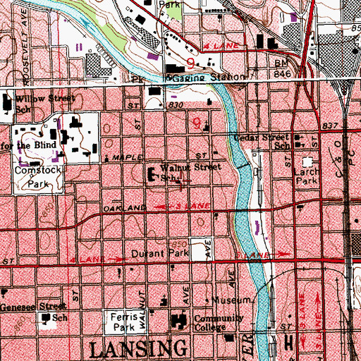 Topographic Map of Emanuel First Lutheran Church, MI