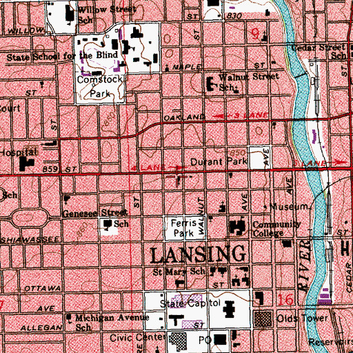 Topographic Map of Trinity Lutheran Church, MI