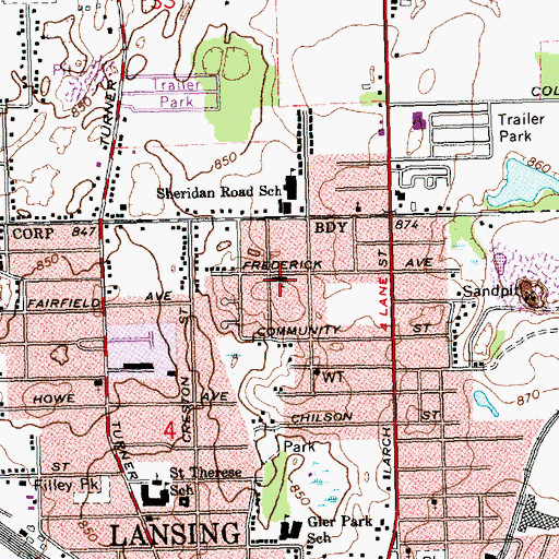 Topographic Map of Walker Memorial Bible Church, MI