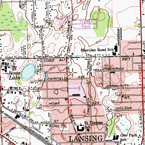 Topographic Map of Williams Chapel Church of God, MI
