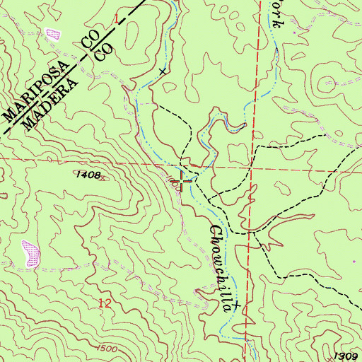 Topographic Map of Middle Fork Chowchilla River, CA
