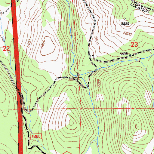 Topographic Map of Middle Fork Davis Creek, CA