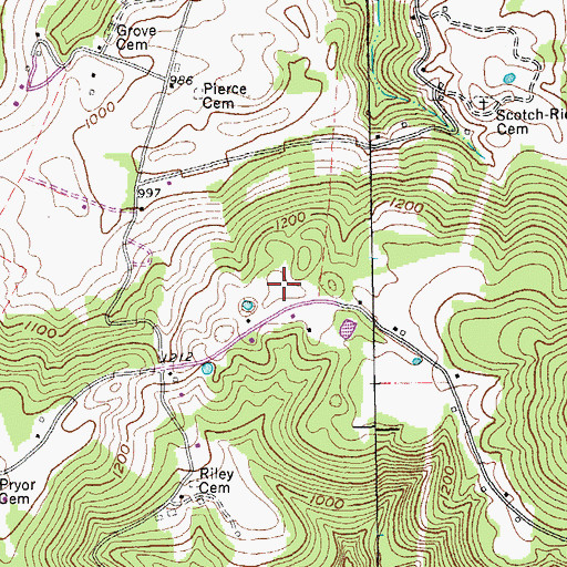 Topographic Map of Clark Mountain Poultry Farms, TN