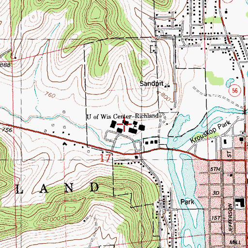 Topographic Map of Miller Memorial Library, WI