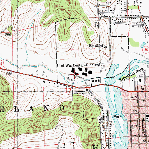 Topographic Map of Melvill Hall, WI