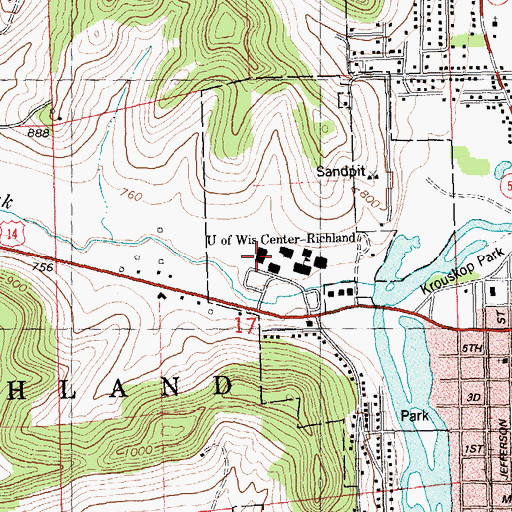 Topographic Map of Roadrunner Gymnasium, WI