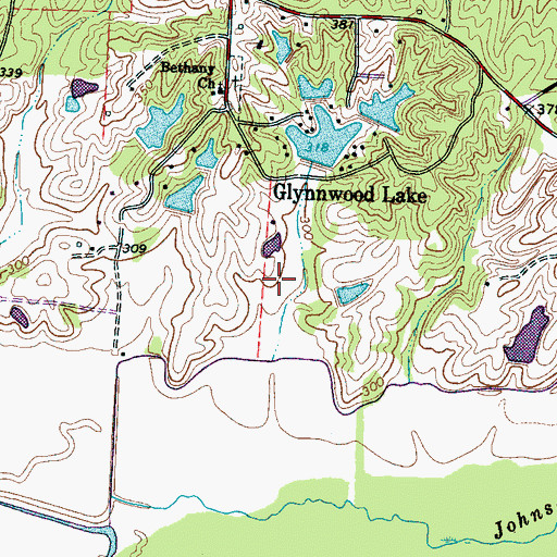 Topographic Map of Shady Creek Farm, TN
