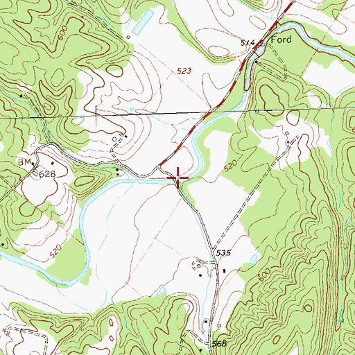 Topographic Map of McCubbins Ford Bridge, WV