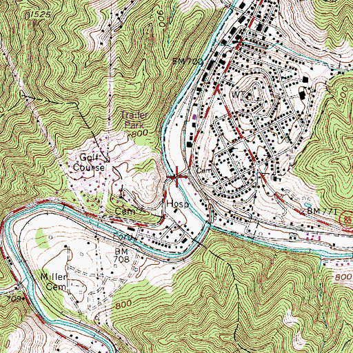 Topographic Map of LT Darwin K Kyle Memorial Bridge, WV