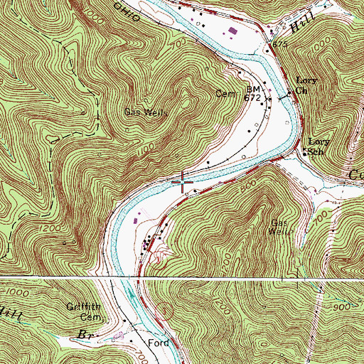 Topographic Map of Upper Camp Creek Bridge, WV