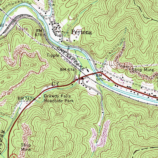 Topographic Map of Charles R Carrico Memorial Bridge, WV