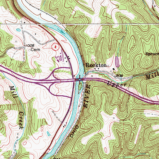 Topographic Map of Kenton Meadows Senior Bridge, WV