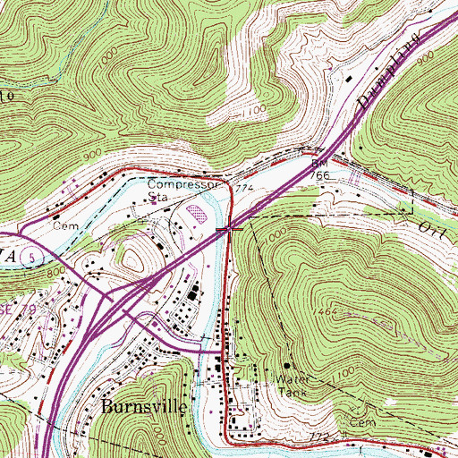 Topographic Map of Little Kanawha River Bridge, WV