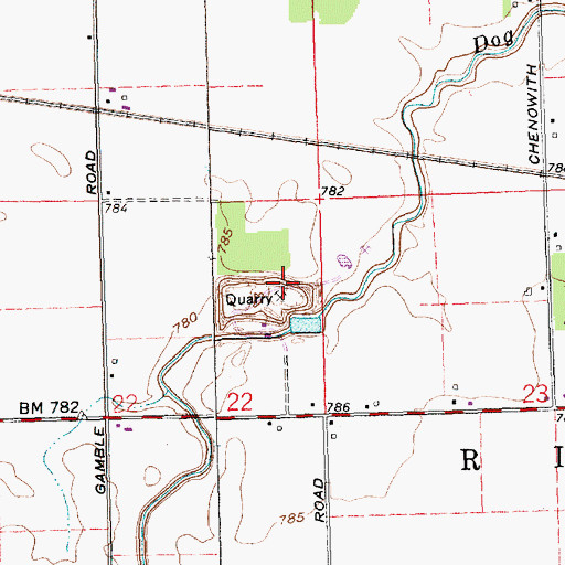 Topographic Map of Ridge Township Stone Quarry, OH