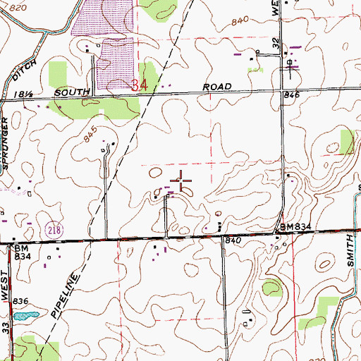 Topographic Map of Irish Acres Dairy, IN