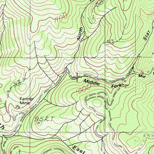 Topographic Map of Middle Fork Kingsbury Gulch, CA