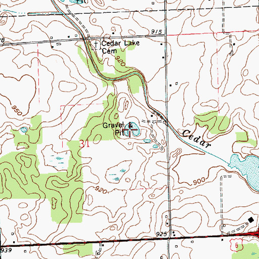 Topographic Map of Brand Sand Pit, IN