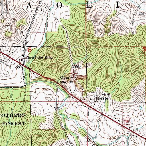 Topographic Map of Calcar Quarry, IN