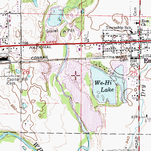 Topographic Map of Cambridge City Pit, IN