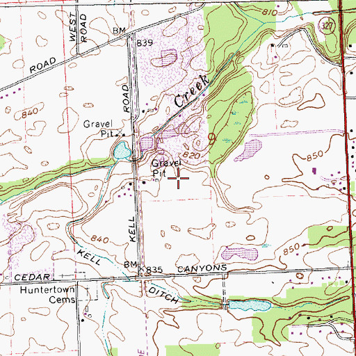 Topographic Map of Canyon Sand and Gravel Pit, IN