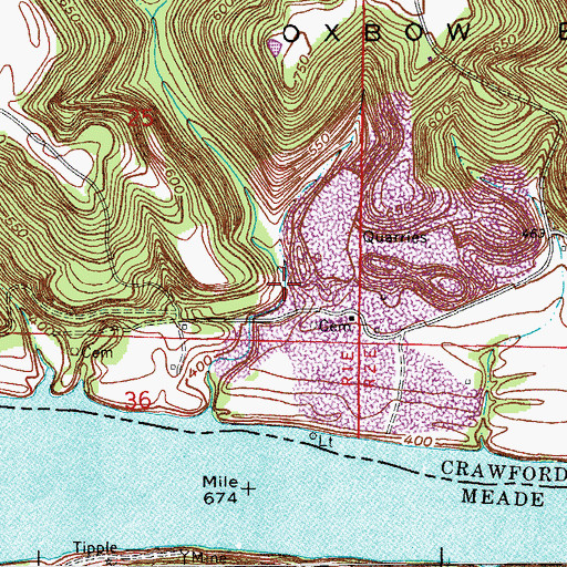 Topographic Map of Cape Sandy Quarry Number 1, IN