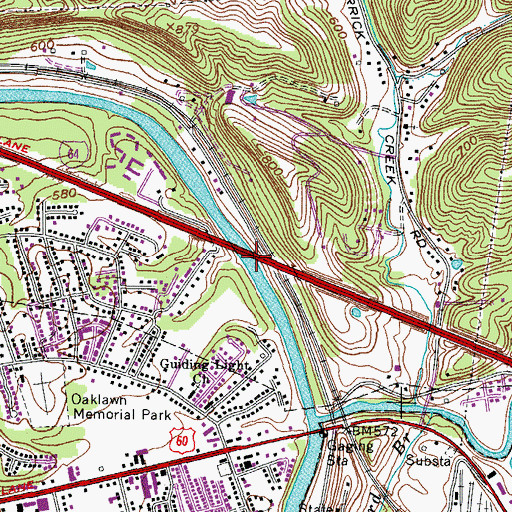 Topographic Map of Guyandotte River Overpass, WV