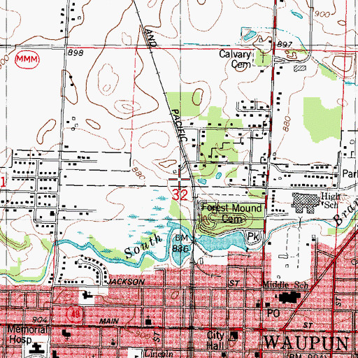 Topographic Map of Edgewood Community Church, WI