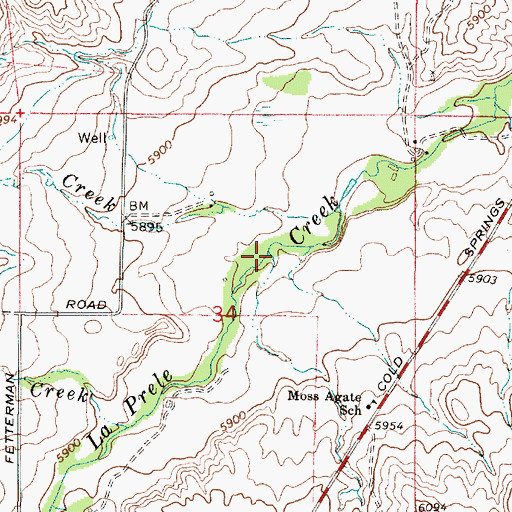 Topographic Map of Cow Creek, WY