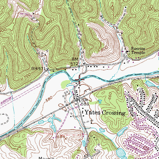 Topographic Map of William Bradley Fulks Memorial Bridge, WV