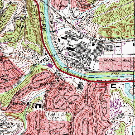 Topographic Map of T R Wickline Bridge, WV