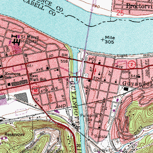 Topographic Map of 5th Avenue Thru Truss Bridge, WV