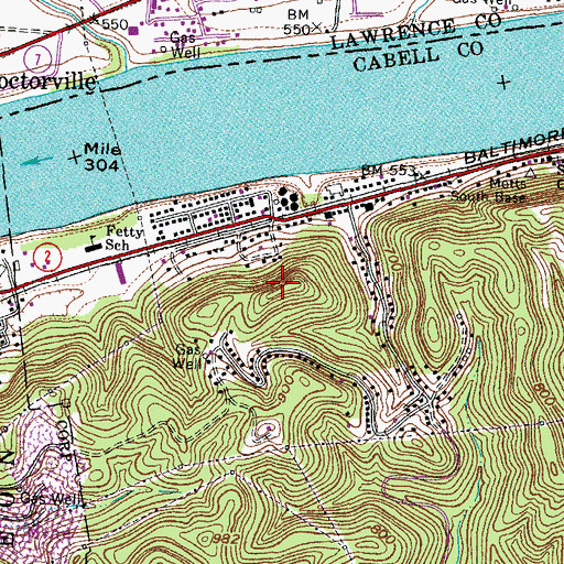 Topographic Map of Russell Creek Bridge, WV
