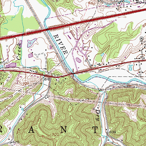 Topographic Map of Tin Bridge, WV