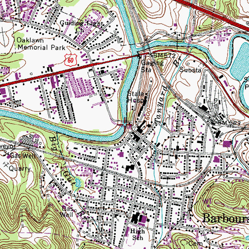 Topographic Map of General McComas Bridge, WV