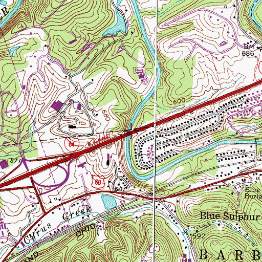 Topographic Map of Indian Meadows Bridge, WV